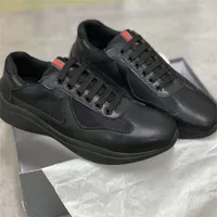 Men America'S Cup Xl Leather Sneakers Patent Leather Flat Trainers Black Mesh Lace-up Casual Shoes Outdoor Runner Trainers High tingfengf