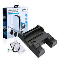 OIVO PS5 Dual Controller Ladegerät Console Vertikal Kühlständer Schnelle Ladestation LED-Lüfter für P5-Disc / Digital321E