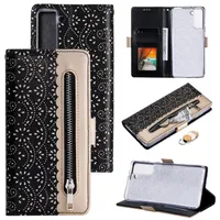 Luxe kant rits portemonnee hoesjes met kaartsleuf voor iphone 13 pro max 12 mini 11 xr samsung s20 s21 ultra note 20 A12 A32 5G A52 A72 A21S