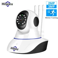 HISEEU 3MP IP-Kamera Smart Home Videoüberwachung Nachtsicht CCTV-Zwei-Wege-Audio-WiFi-Baby-Monitor-Kameras