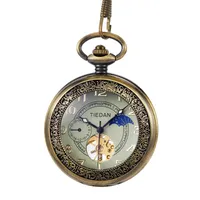 Relógios de bolso 2021 Bronze Antique Mecânica relógio oco steampunk caso padrão de escultura pingente colar presentes para homens mulheres