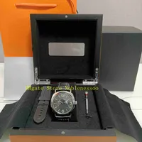 オリジナルの箱を持つ本物の写真腕時計メンズブラックダイヤルステンレス鋼レザーストラップPAM 00754透明バック自動メカニカルメンズウォッチ腕時計
