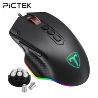 Pictek PC257 Gaming Mouse Mouse 12000DPI Эргономичный компьютер с боковыми кнопками RGB Backlit Проводные мыши для PC Gamer Ноутбук Windows 210609