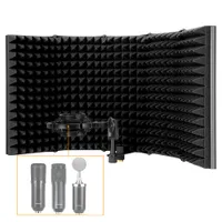 Microphone Isolation Shield For Recording Studio 5 Panel Wind Screen Pop Filter Mic Absorbing Foam Shield Plate With Shock Mount