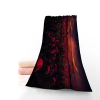Handtuch benutzerdefinierte Mohnblumen Bad Washcloth Home Textilien Reise Handgesicht Mikrofasergewebe Badezimmerhandtücher für Erwachsene