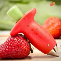 Strawberry STEM Hoja Hojas de Huller Removedor Herramientas Remoción Fruit Corer Tool Cocina Gadgets Cortador Color Rojo FWB8905