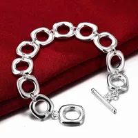 LEKANI VENDA 925 Sterling Silver Lucky Braceletes Cuff Moda Chain Bangle Mulheres Senhoras Meninas Jóias Presente Silber