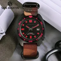 Saatı San Martin SN068 Siyah Paslanmaz Çelik Mekanik Erkekler Saatler Safir Kristal 200m Suya Dayanıklı Otomatik Kol