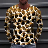 Mens Tops 3D Baskı T-shirt Visual Darbe Parti Üst Streetwear Yuvarlak Boyun Yüksek Kalite Uzun Kollu Grafik Optik Illusion Artı Boyutu Baskı Günlük S98
