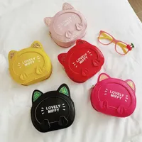 sac mignon chaton sac pour enfants 2021 nouvelle mode coréenne PU en cuir souple petite texture ronde sac de messager d'épaule