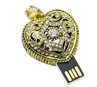 USB-Flash-Laufwerk 128 GB Speicher 2.0 Metall-Kristall-Stick 4 GB 8 GB 16GB 32GB Großhandel Pendrive Retro Herzstift für Liebe