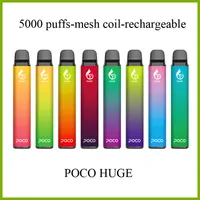 POCO Büyük 5000 Puffs Mesh Coil Elektronik Sigara Tek Kullanımlık Kalem 950mAh Vape Kalem Pil ve Tercih Edilen 15 ml Kartuş Pod