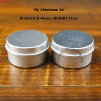50 pz / lotto Promozione 15G Crema in alluminio Jar mini 15ml Contenitore cosmetico vuoto 1/2 once Riepilabile Piccolo Trucco per trucco Vial PackagingGoods