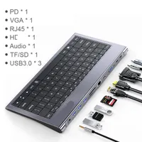 Dockningsstation Keyboard Dock för Pro 13 Air Splitter Port Type-C USB-C HUB MULTI USB 3.0 HD-adapter 10-i-1