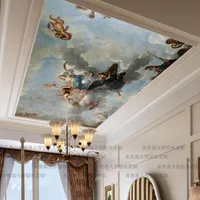 壁紙注文のマンモス壁画ソファの背景3Dのための居間の寝室のファッションの天井油絵POの壁紙