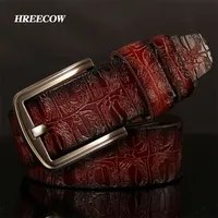 Hreecow Designer Belts Hombres Cinturón de alta calidad Correa de cuero genuino de lujo Marca famosa Pin Hebilla Ceinture Homme 220304