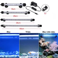Aquarium Fish Tank 9/12/15/21 SMD LED azul / blanco 18/28/38/48cm Barra Sumergible Impermeable Lámpara de clip Decoración de la lámpara de la Lámpara de la UE Tapas S40