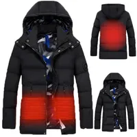 Men&#039;s Jackets 2022 Men Winter Outdoor USB Infrared Heating Hooded Jacket Women Coat Electric Thermal
