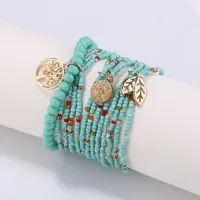 Boho Life of Tree Loders Multi Layered Link Armband Voor Vrouwen Boheemse Crystal Seed Beads Armbanden Afrikaanse sieraden Pulseras Mujer