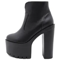 Botlar Fanan Kadın Platformu Goth Siyah ayak bileği Blok Yüksek Topuk Gotik Ayakkabı Kadın Seksi Yuvarlak Toe Kauçuk Boot Kış
