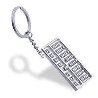 Keychains Style chinois Silver Plated Metal Mini 3D Simulation Sixième vitesse Abacus Charme Pendentif Key Key Ring Cadeau Creative Creative Cadeau