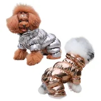 Köpek Giyim Pet Kış Su Geçirmez Kalınlaşma Aşağı Ceket 4 bacaklı Düğme Ceket Soğuk Hava Kostüm 1