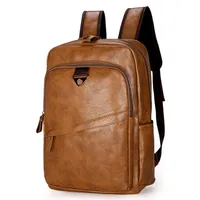 Fashion Men Backpack Waterproof PU Leather Travel to School Bag Man Large Capacity Teenager Male Mochila Laptop Backpacks 210924