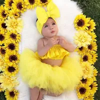 Abbigliamento per bambini Set 0-24m Princess Toddler Neonato Neonato Abbigliamento Abbigliamento Set Ruffles Top + Pizzo Tutu Gonne Abiti Costumi di compleanno estivi