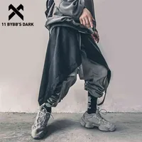 11 BYBB's Dark Nieregularny Hip Hop Mężczyźni Harem Spódnicy Spodnie Harajuku Regulowany Streetwear Czarny Plisowany fartuch Gothic Jogger Spoder 210810