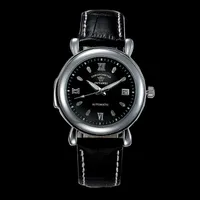 Gorben Rvs Case Automatische Mechanische Herenhorloge Lederen Band Mode Luxe Horloge Sport Horloges
