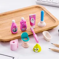 30 sets 120pcs Cute Bathroom Set Pencil Erasers for Office School Creative Stationery Supplies Correction Tool Kawaii Kids Prize Gifts eraser lot