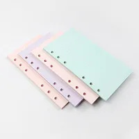40 Sayfalar Notepads Kağıt A5 A6 Dizüstü Bilgisayar Dizini Bölüm Günlük Planlayıcısı için Renkli Kart Kağıtları 6 Delik Okul Malzemeleri