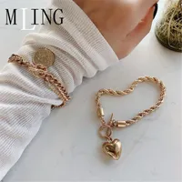 Bracelets de charme mling mling vintage or bracelet en alliage géométrique mode métal monté rond coeur pour les femmes
