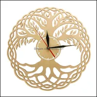 Relógios de parede Home Découro Jardim Relógio Moderno Relógio Sagrado Geometria Handmade Handmade Árvore de Madeira Rústico Da Vida Infinity Decor Zen A0607 Drop D