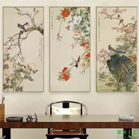 Chinese Style Flowers and Bird Painting Singing on Plum blossom Artistic Beauty Picture Canvas Posters for Home Decoration 210827