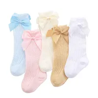 Baby Girls Socks Knee High Infant Princess Socks弓夏の女の子の靴下ロングチューブ子供子供の足のアクセサリー5色DW5150