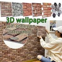 Duvar Kağıdı 3D Çıkartmalar Duvar Dekor Tuğla Taş Kendinden Yapışkanlı Su Geçirmez Duvar Kağıtları Modern Çocuk Yatak Odası Ev Dekor Mutfak Banyo Oturma Odası Yenileme 30 * 30 cm