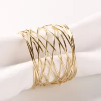 Metall tråd servett ring servetter spänne wrap serviette hållare för bröllop bankett fest bord hem dekoration