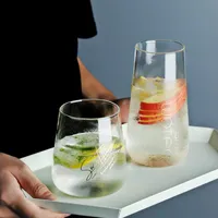 Vinglasskivor nordiska transparent glas kopp lyxig gyllene bokstav trycker kaffesaft ￶l tazas creativas office drinkware present mm60blb