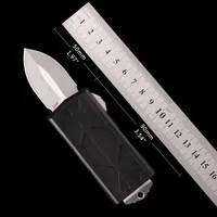 ポケットナイフUTX 157-10 Exocet Money Clip Auto Knife 1.98 "Stonewashed Double Edge Blade Black Alumine Handles Automatic D2