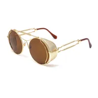 Erkekler ve Kadınlar için Steampunk Güneş Gözlüğü 3926 Yuvarlak Çerçeve Retro Bahar Bacak Trendy Avrupa ve Amerikan Güneş Gözlükleri Toptan Günlük Şık Punk Stil Basit UV400