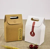 كرافت مربع حقيبة الحرفية مع مقبض الصابون الحلوى مخبز البسكويت البسكويت مربعات التعبئة والتغليف مربع SN1656