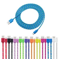 Noodle Braided Type C Cable Micro USB Cables for Samsung Google 7 8 iPhone Xiaomi X 11 12 13 14 Data Charging 1m Cord Woven Fabric Colors