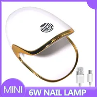Mini Q6 Pulsante Touch Button Lampada per unghie 30s Quick Dry 6W 3D UV Aggiornamento Gel Asciugatrice Type-C Ricarica manicure 211222