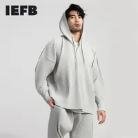IEFB Japanese Streetwear Mode Herren gefaltete Hoodies leichte atmungsaktive Sonnencreme-Kleidung-Profil Langarm-Kausal-Sweatshirt G0909