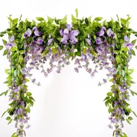 1,8m Wisteria Artificial Flowers Vine Garland Wedding Arch Dekoracja Fałszywe rośliny liście rattan tartę faux bluszczu ścian1