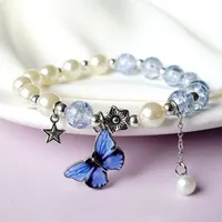 Charm Bracelets Pearl Crystal Spacer Beads Butterfly Starfish Animals Women Girls Sweet Wrist Chains Beaded Bracelet Jewlery Gift
