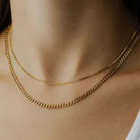 Mavis Hare Double Probleem Gelaagde Rvs Kette Link Chain Simple Choker Necklace als Fashion Lady Gift