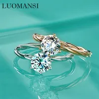 Luomansi S925 Silver 1CT 2CT 8MM VVS1 Vine Ring with GRA Certificate Wedding Party Woman Jewelry Gift 220212
