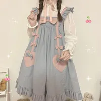 Повседневные платья японские милые мягкие девочки два частя набор лолиты платье весна JK DORE Unize Daily Floral Edge Bow A-Line Свободный с длинным рукавом
